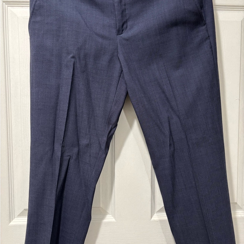 Navy Blue Wool Suit Pants